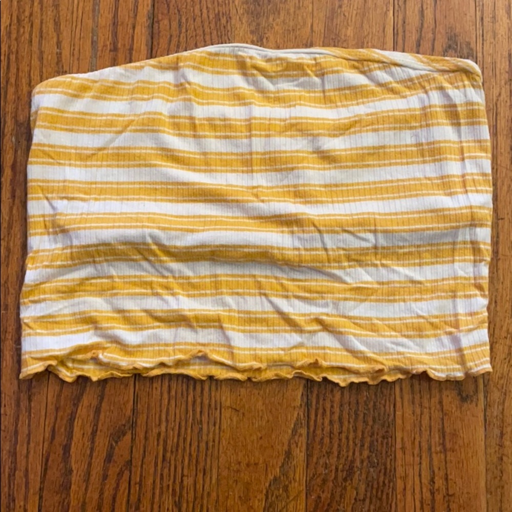 Pacsun yellow and white striped tube top
